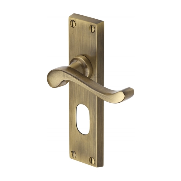 V805-AT • Oval Cylinder [48.5mm] • Antique Brass • Heritage Brass Bedford Levers On Backplates