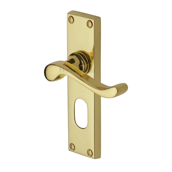 V805-PB  Oval Cylinder [48.5mm]  Polished Brass  Heritage Brass Bedford Levers On Backplates