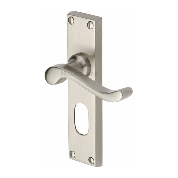 V805-SN  Oval Cylinder [48.5mm]  Satin Nickel  Heritage Brass Bedford Levers On Backplates