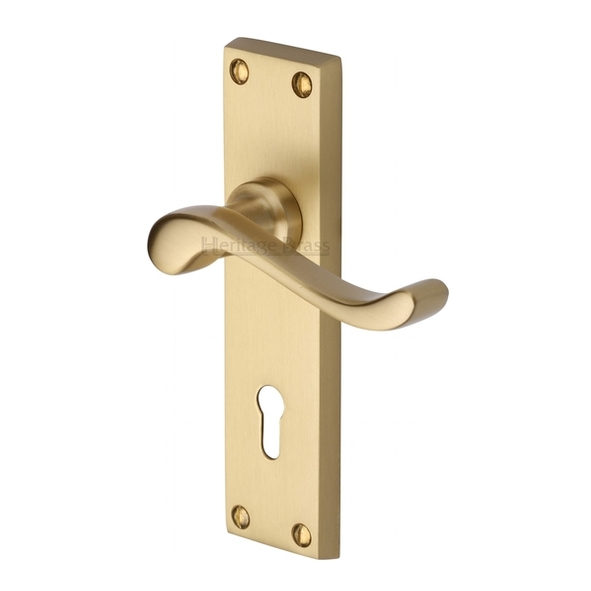 V810-SB  Standard Lock [57mm]  Satin Brass  Heritage Brass Bedford Levers On Backplates