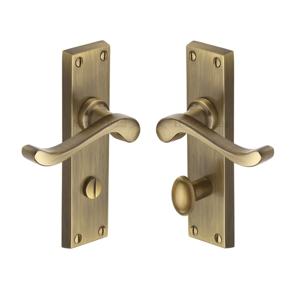 V815-AT • Bathroom [57mm] • Antique Brass • Heritage Brass Bedford Levers On Backplates