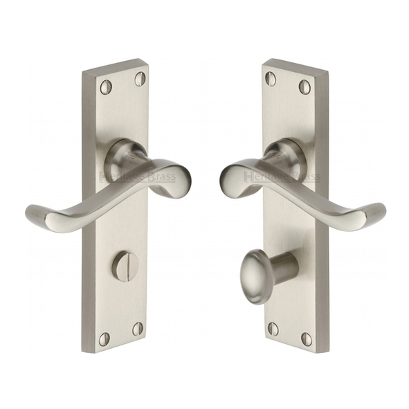 V815-SN  Bathroom [57mm]  Satin Nickel  Heritage Brass Bedford Levers On Backplates