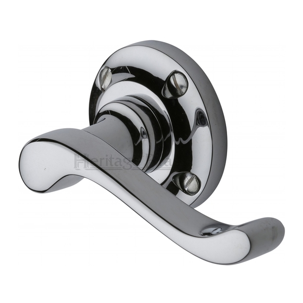 V820-PC • Polished Chrome • Heritage Brass Bedford Levers On Traditional Round Roses
