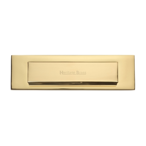 V842-PB • 280 x 080mm • Polished Brass • Victorian Gravity Flap Letter Plate