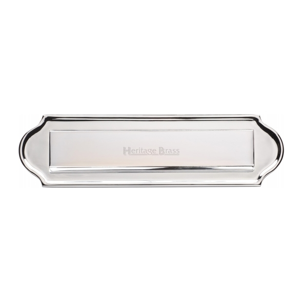 V843-PC • 280 x 078mm • Polished Chrome • Heritage Brass Shaped Sprung Flap Letter Plate