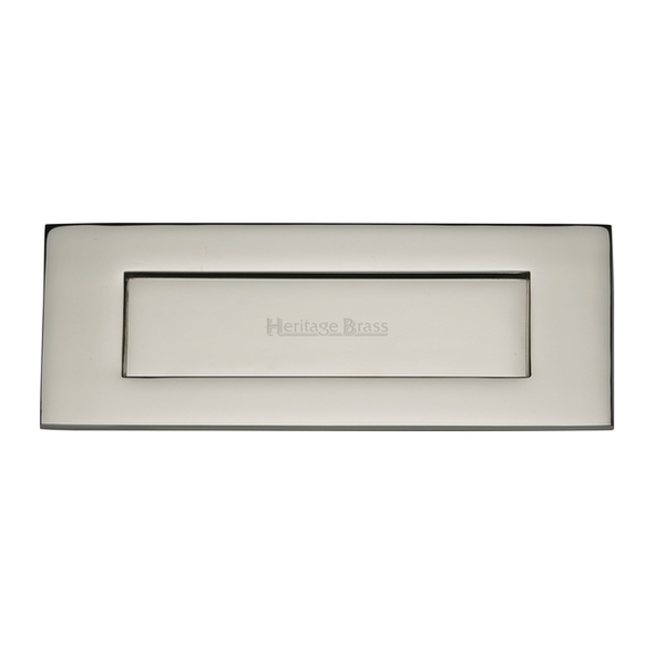 V850 203-PNF • 203 x 076mm • Polished Nickel • Heritage Brass Victorian Sprung Flap Letter Plate