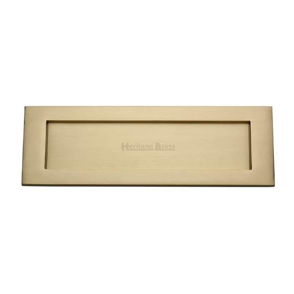 V850 254-SB  254 x 079mm  Satin Brass  Heritage Brass Victorian Sprung Flap Letter Plate