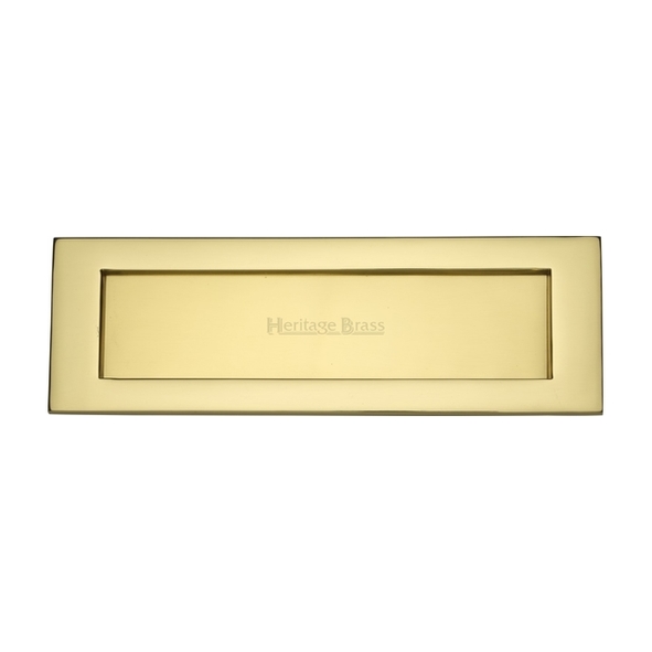 V850 305-PB • 305 x 096mm • Polished Brass • Victorian Sprung Flap Letter Plate