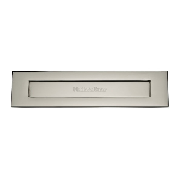 V850 330-PNF • 330 x 076mm • Polished Nickel • Heritage Brass Victorian Sprung Flap Letter Plate