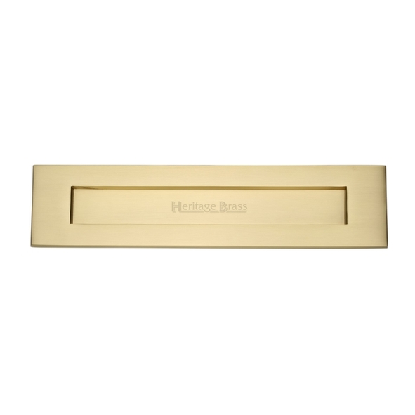 V850 330-SB • 330 x 076mm • Satin Brass • Heritage Brass Victorian Sprung Flap Letter Plate