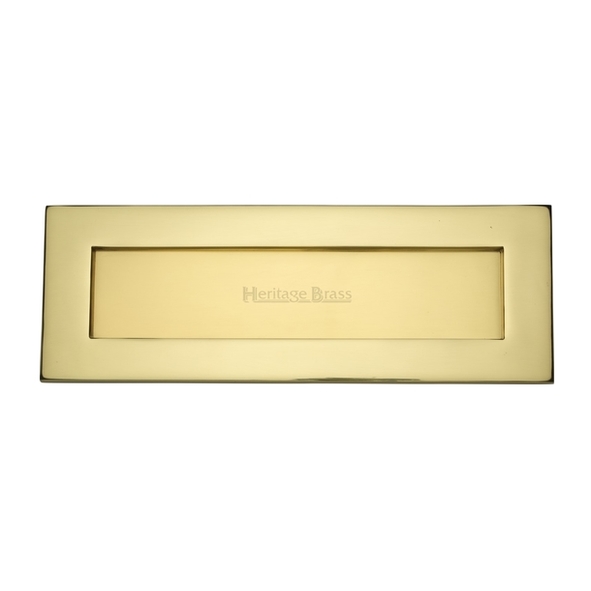 V850 356-PB  356 x 112mm  Polished Brass  Heritage Brass Victorian Sprung Flap Letter Plate