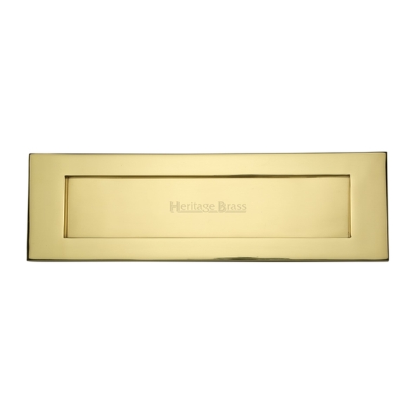 V850 406-PB • 411 x 129mm • Polished Brass • Heritage Brass Victorian Sprung Flap Letter Plate