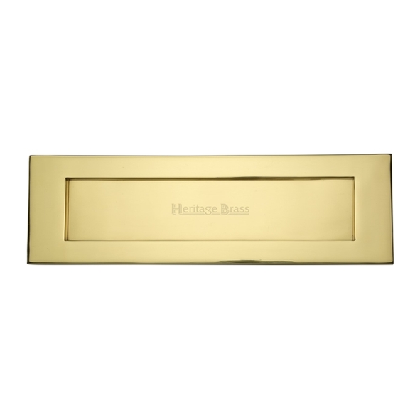 V850 406-PB  411 x 129mm  Polished Brass  Heritage Brass Victorian Sprung Flap Letter Plate