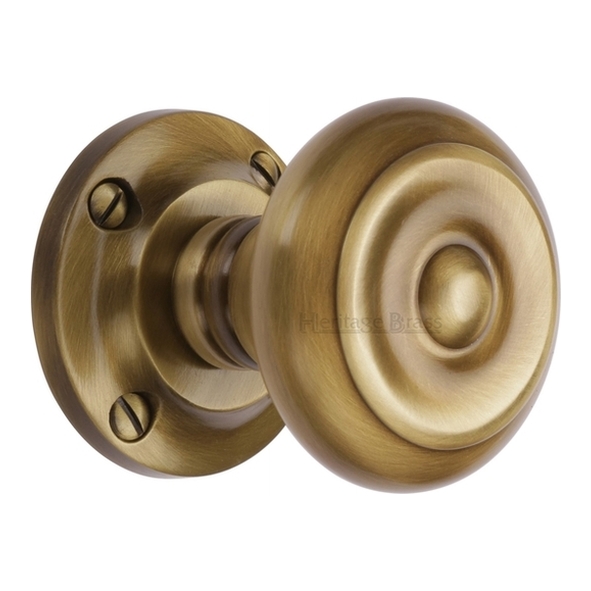 V872-AT • Antique Brass • Heritage Brass Aylesbury Mortice Knobs On Round Roses