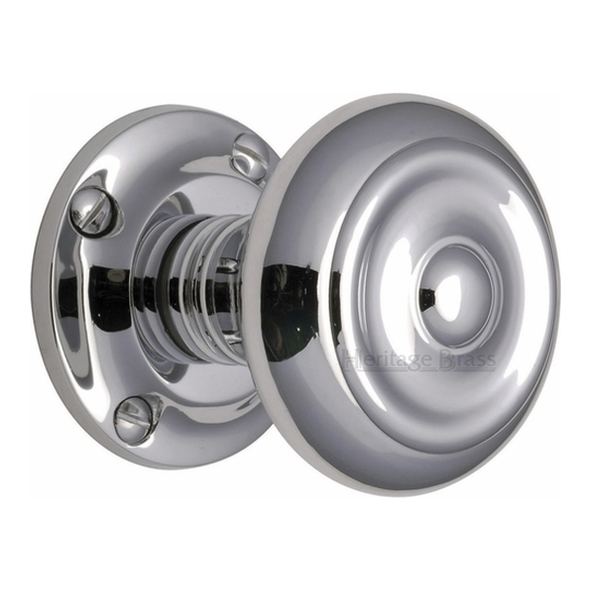 V872-PC • Polished Chrome • Heritage Brass Aylesbury Mortice Knobs On Round Roses