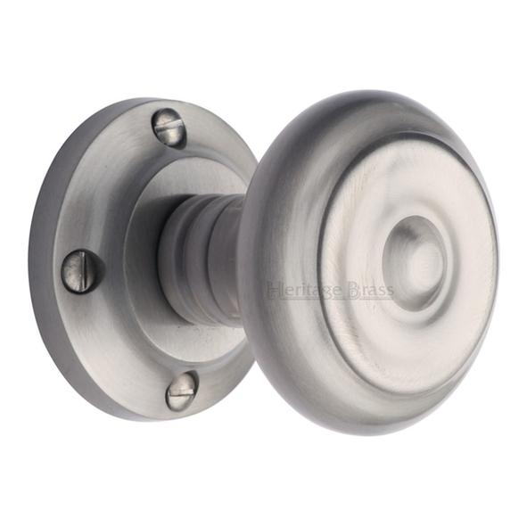 V872-SC • Satin Chrome • Heritage Brass Aylesbury Mortice Knobs On Round Roses