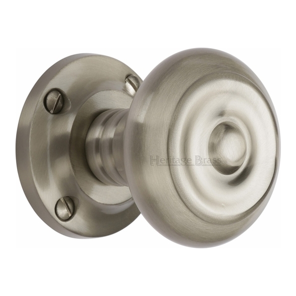 V872-SN  Satin Nickel  Heritage Brass Aylesbury Mortice Knobs On Round Roses