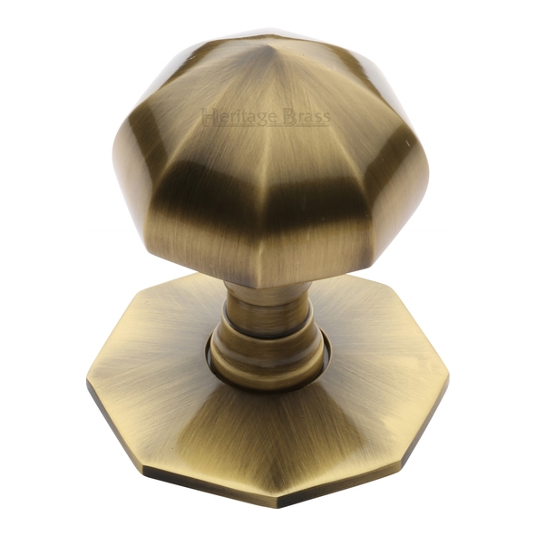 V880-AT  Rose 62mm x Knob 53mm  Antique Brass  Heritage Brass Octagonal Small Centre Door Knob