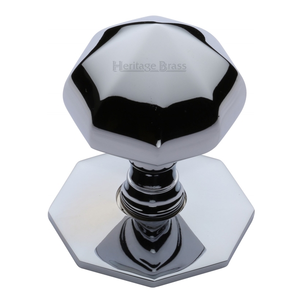 V880-PC • Rose 62mm x Knob 53mm • Polished Chrome • Heritage Brass Octagonal Small Centre Door Knob