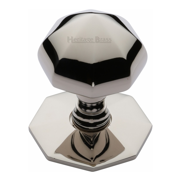 V880-PNF • Rose 62mm x Knob 53mm • Polished Nickel • Heritage Brass Octagonal Small Centre Door Knob