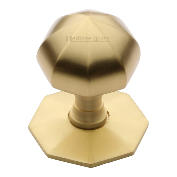 V880-SB  Rose 62mm x Knob 53mm  Satin Brass  Heritage Brass Octagonal Small Centre Door Knob