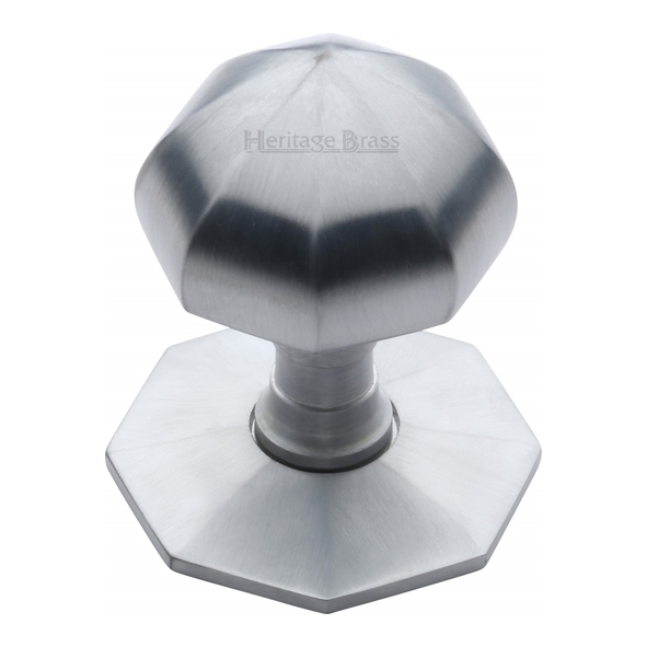 V880-SC • Rose 62mm x Knob 53mm • Satin Chrome • Heritage Brass Octagonal Small Centre Door Knob