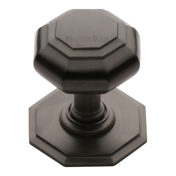 V890-MB • Rose 77mm x Knob 66mm • Matt Bronze • Flat Heritage Brass Octagonal Centre Door Knob