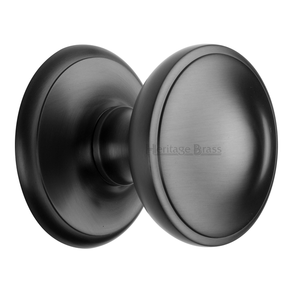 V900-BKMT  Rose 79mm x Knob 77mm  Matt Black  Heritage Brass Round Round Centre Door Knob