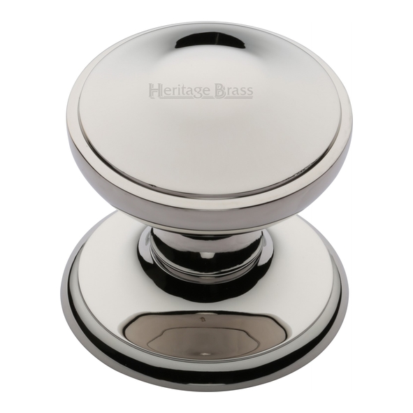 V900-PNF  Rose 79mm x Knob 77mm  Polished Nickel  Heritage Brass Round Round Centre Door Knob