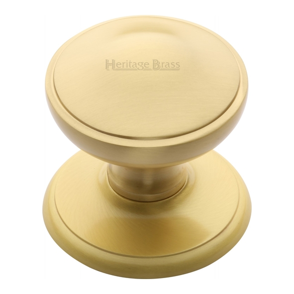 V900-SB • Rose 79mm x Knob 77mm • Satin Brass • Heritage Brass Round Round Centre Door Knob