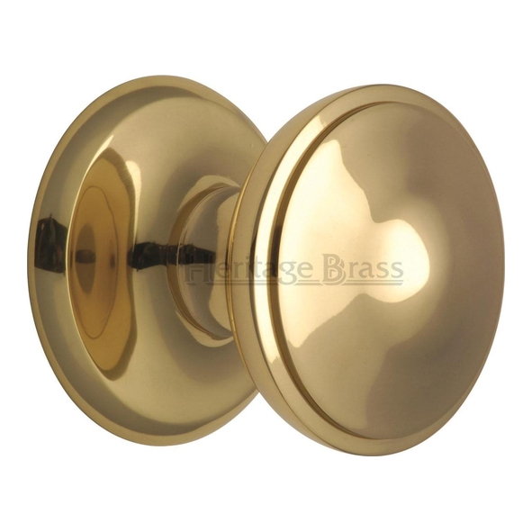 V900-ULB  Rose 79mm x Knob 77mm  Unlacquered Brass  Heritage Brass Round Round Centre Door Knob