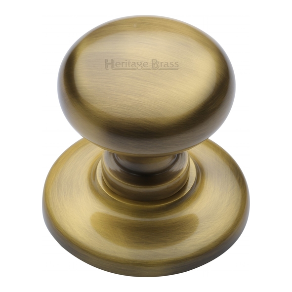 V901-AT • 78mm Rose x 68mm Knob • Antique Brass • Heritage Brass Bun Centre Door Knob