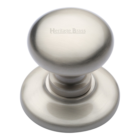 V901-SN • 78mm Rose x 68mm Knob • Satin Nickel • Heritage Brass Bun Centre Door Knob