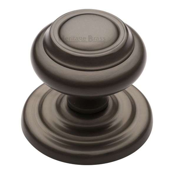 V905-MB • 89mm Rose x 76mm Knob • Matt Bronze • Heritage Brass Ringed Centre Door Knob