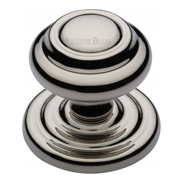 V905-PNF  89mm Rose x 76mm Knob  Polished Nickel  Heritage Brass Ringed Centre Door Knob