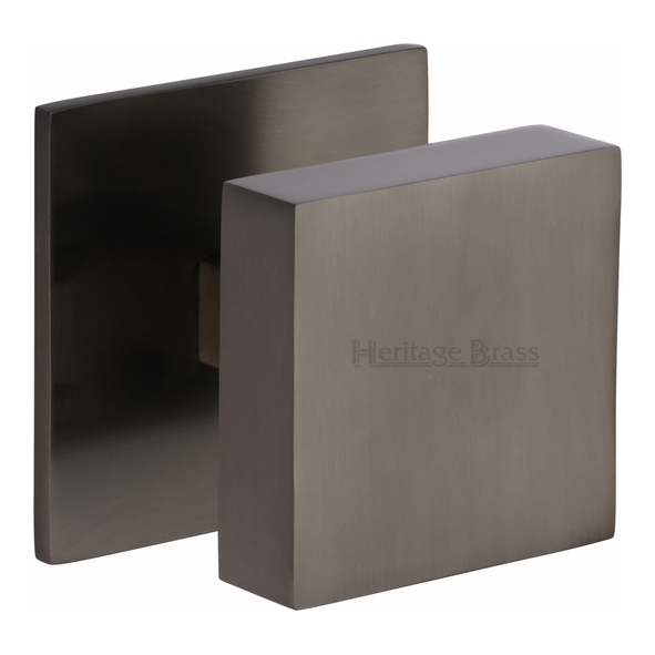 V908-MB • 89mm Base x 76mm Knob • Matt Bronze • Heritage Brass Square Centre Door Knob