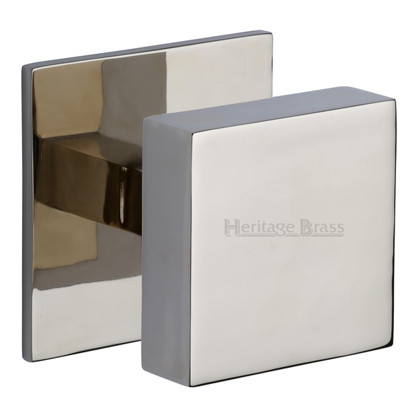 V908-PNF • 89mm Base x 76mm Knob • Polished Nickel • Heritage Brass Square Centre Door Knob