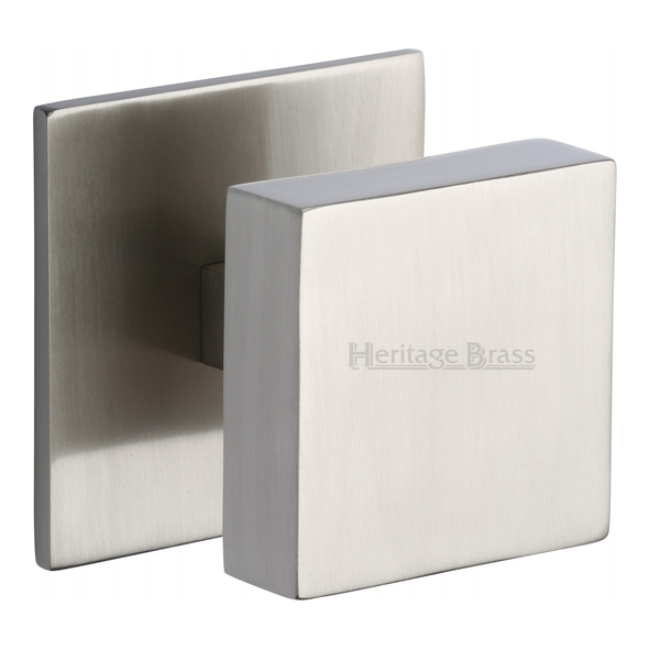 V908-SN • 89mm Base x 76mm Knob • Satin Nickel • Heritage Brass Square Centre Door Knob