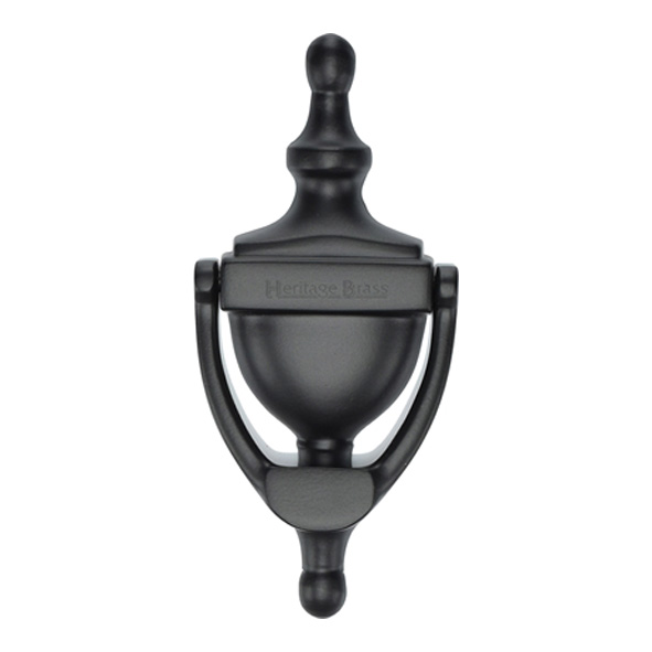 V910 152-BKMT  152mm  Matt Black  Heritage Brass Urn Pattern Door Knocker
