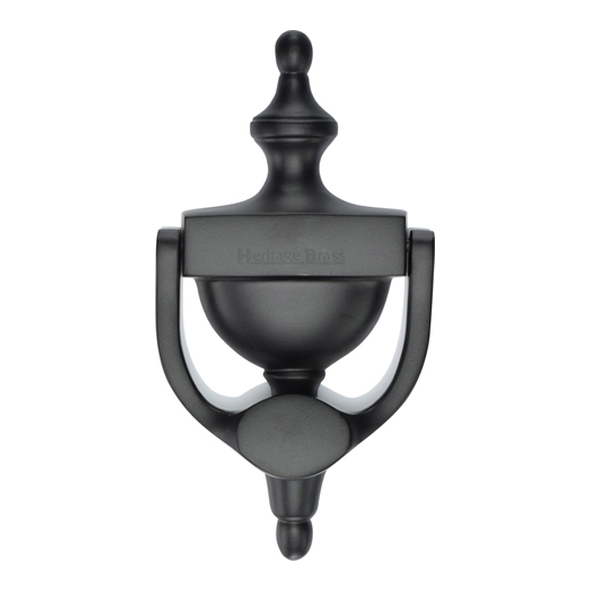 V910 195-BKMT  195mm  Matt Black  Heritage Brass Urn Pattern Door Knocker