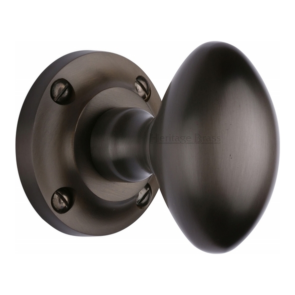 V960-MB • Matt Bronze • Heritage Brass Suffolk Mortice Knobs On Round Roses