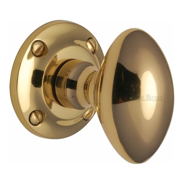 V960-PB  Polished Brass  Heritage Brass Suffolk Mortice Knobs On Round Roses