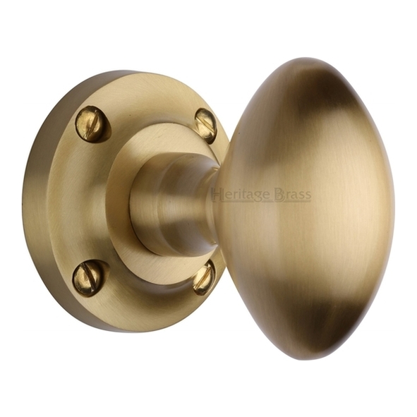 V960-SB  Satin Brass  Heritage Brass Suffolk Mortice Knobs On Round Roses