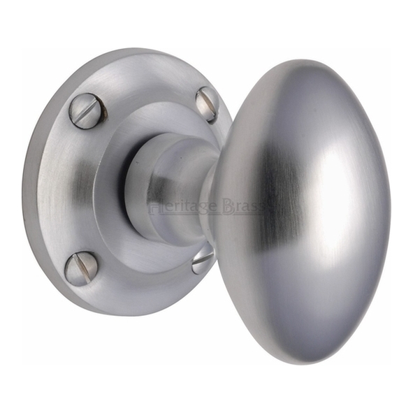V960-SC  Satin Chrome  Heritage Brass Suffolk Mortice Knobs On Round Roses