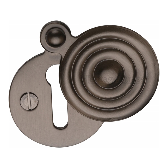 V972-MB • Matt Bronze • Heritage Brass Reeded Covered Mortice Key Escutcheon