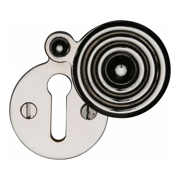 V972-PNF • Polished Nickel • Heritage Brass Reeded Covered Mortice Key Escutcheon