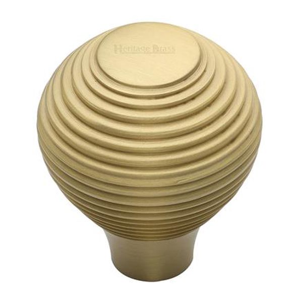 V974 38-SB • 38 x 15 x 45mm • Satin Brass • Heritage Brass Reeded Cabinet Knob