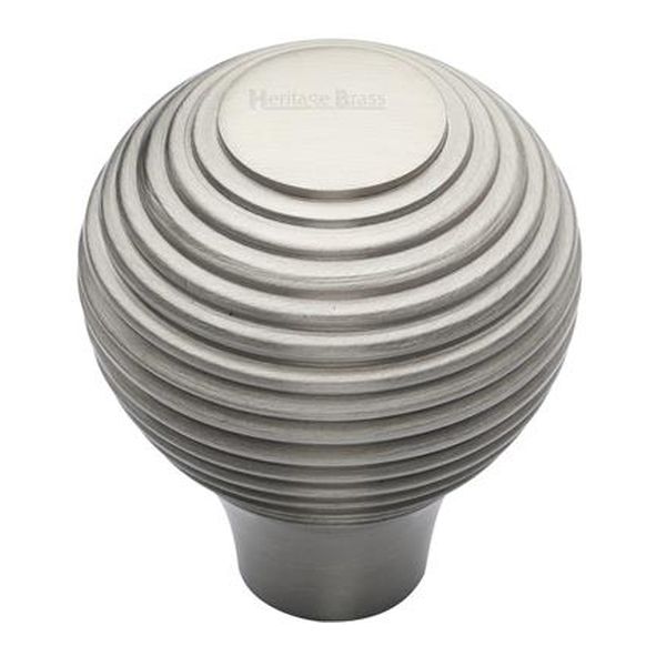 V974 38-SN  38 x 15 x 45mm  Satin Nickel  Heritage Brass Reeded Cabinet Knob