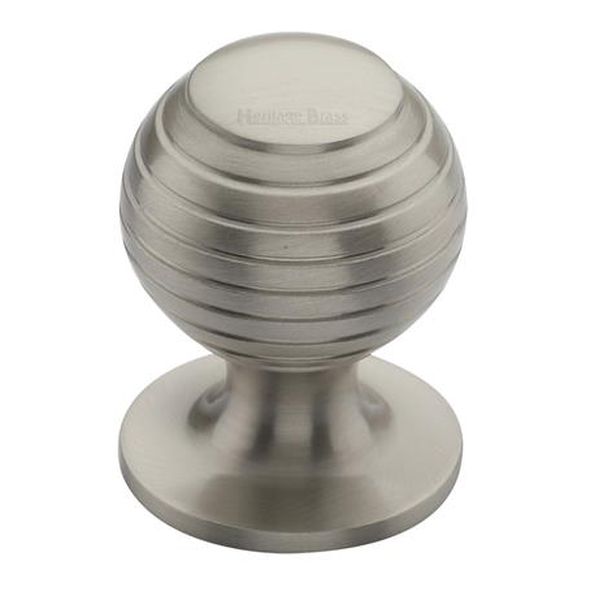 V976 32-SN • 32 x 32 x 43mm • Satin Nickel • Heritage Brass Beehive On Rose Cabinet Knob