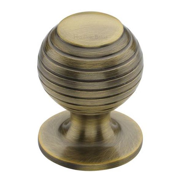 V976 38-AT • 38 x 38 x 48mm • Antique Brass • Heritage Brass Beehive On Rose Cabinet Knob